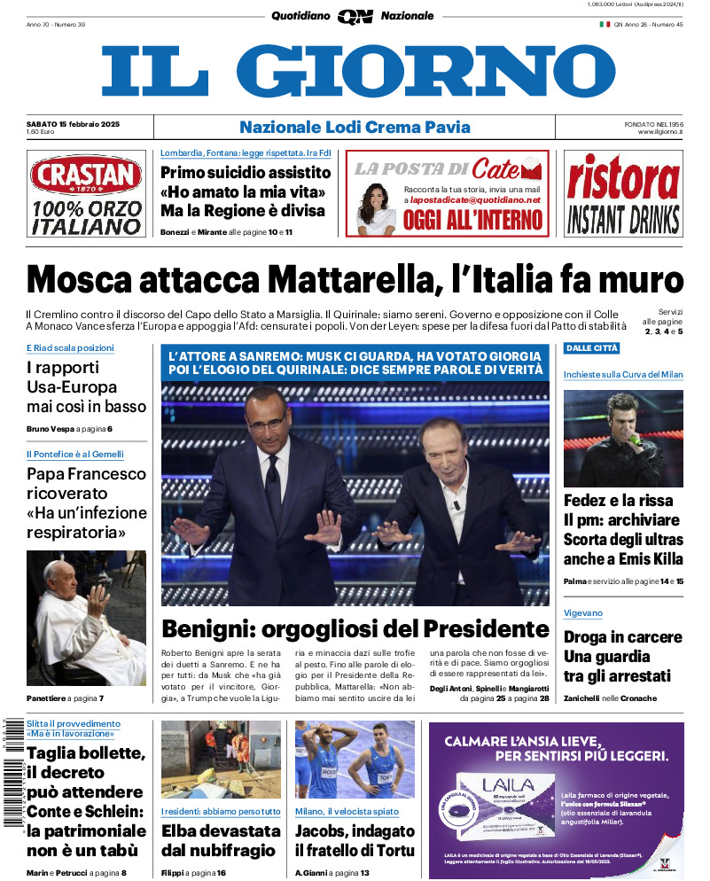 Prima-pagina-il giorno-edizione-di-oggi-20250215